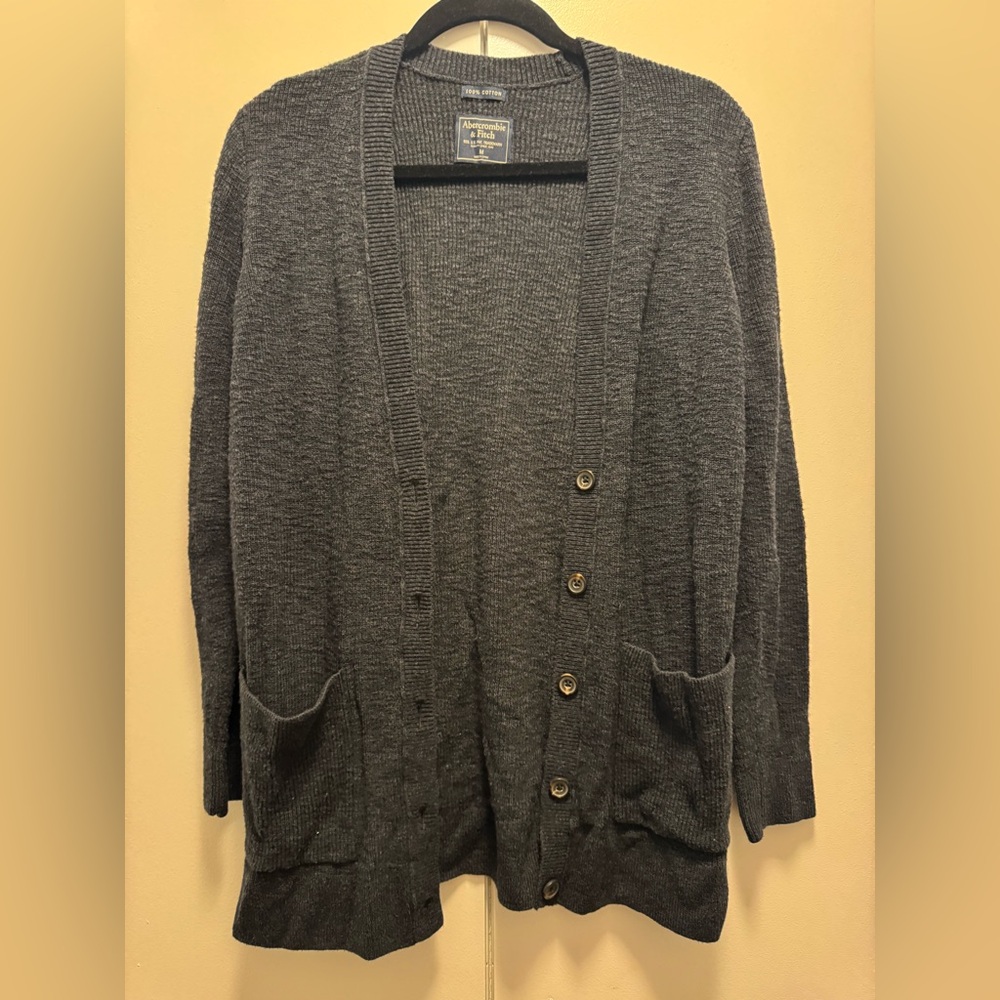 Abercrombie Gray Button-Up Cardigan